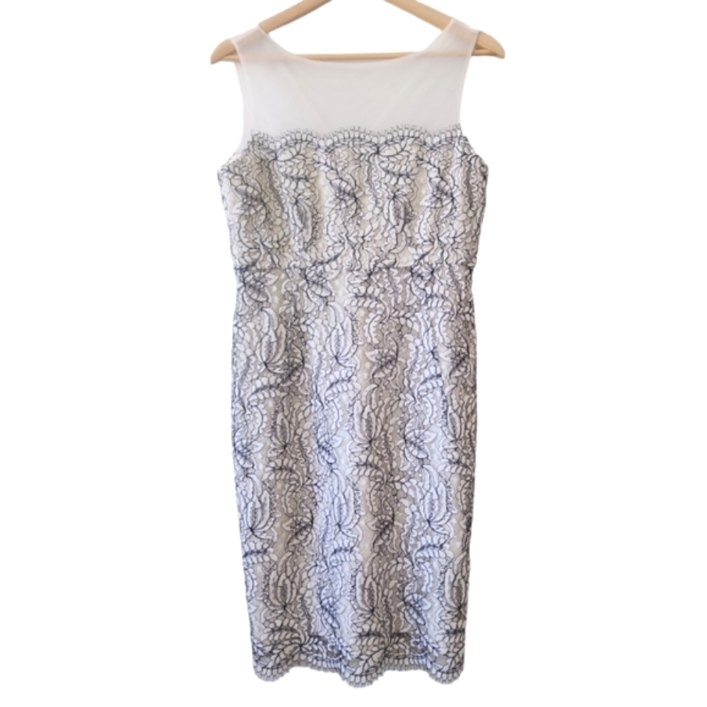 Perri Cutten Blue White Silk Lined Dress Sleeveless Womens SZ 10